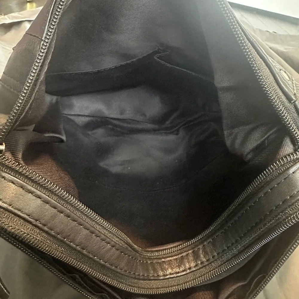 Great American Leather Works Black Leather Crossbody Bag Brass‎ Hardware Woven